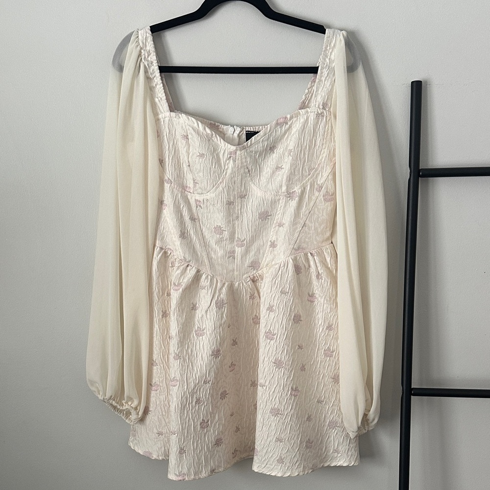 Cider Floral Cream and Pink Mini Dress